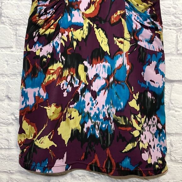 Adrianna Papell Abstract Floral Print Ruched Sheath Dress Size 10 - Picture 6 of 12